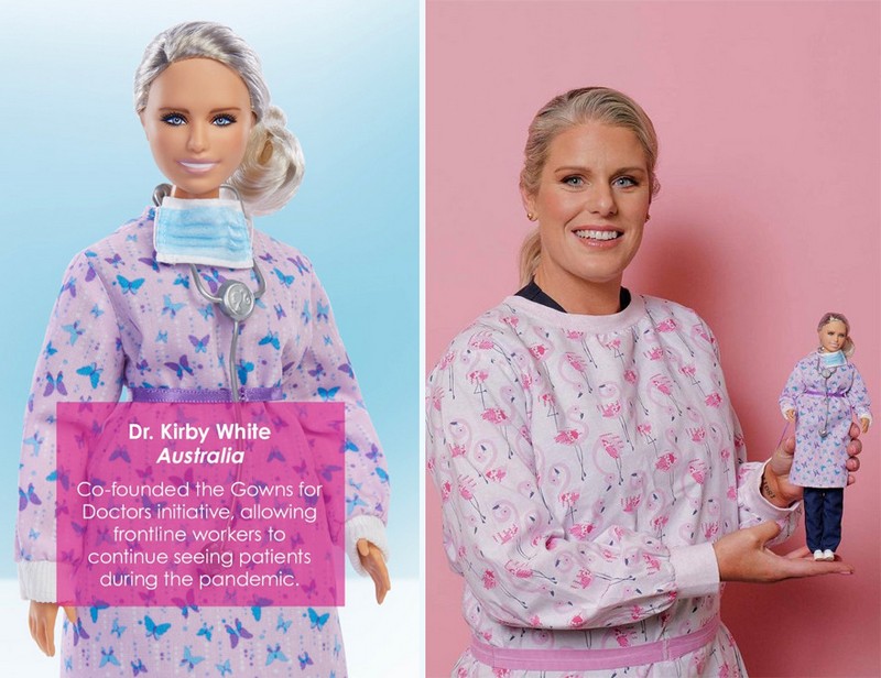 Dra. Kirby White (Australia) |: Mattel crea muñecas Barbie para honrar a los trabajadores de primera línea de Covid-19 | Zestradar
