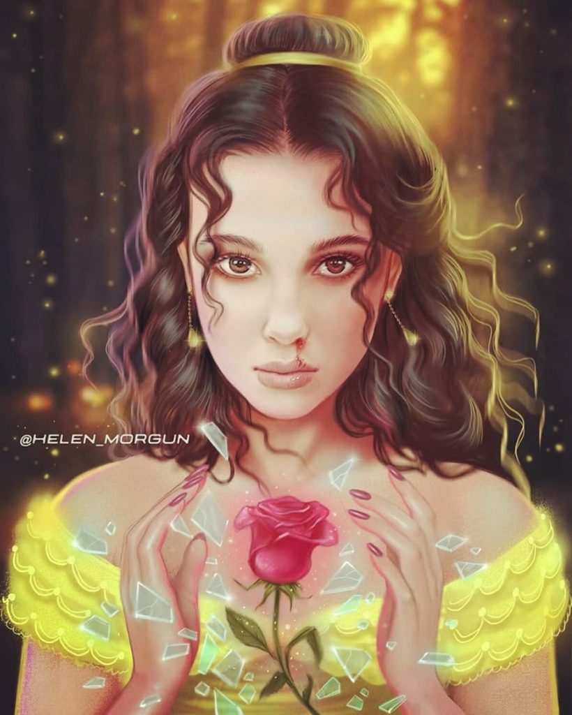 Bella - Millie Bobby Brown | Artista ucraniano reinventa a tus celebridades favoritas como princesas de Disney | Zestradar