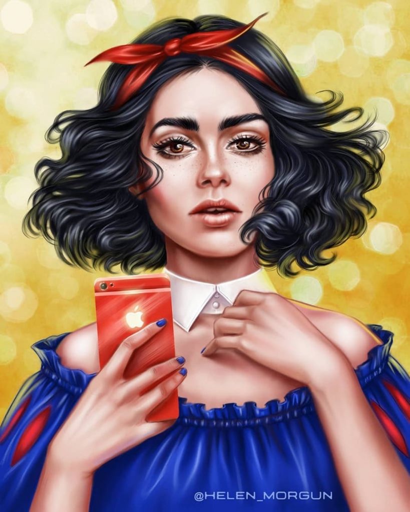 Blancanieves - Lily Collins |: Artista ucraniano reinventa a tus celebridades favoritas como princesas de Disney | Zestradar