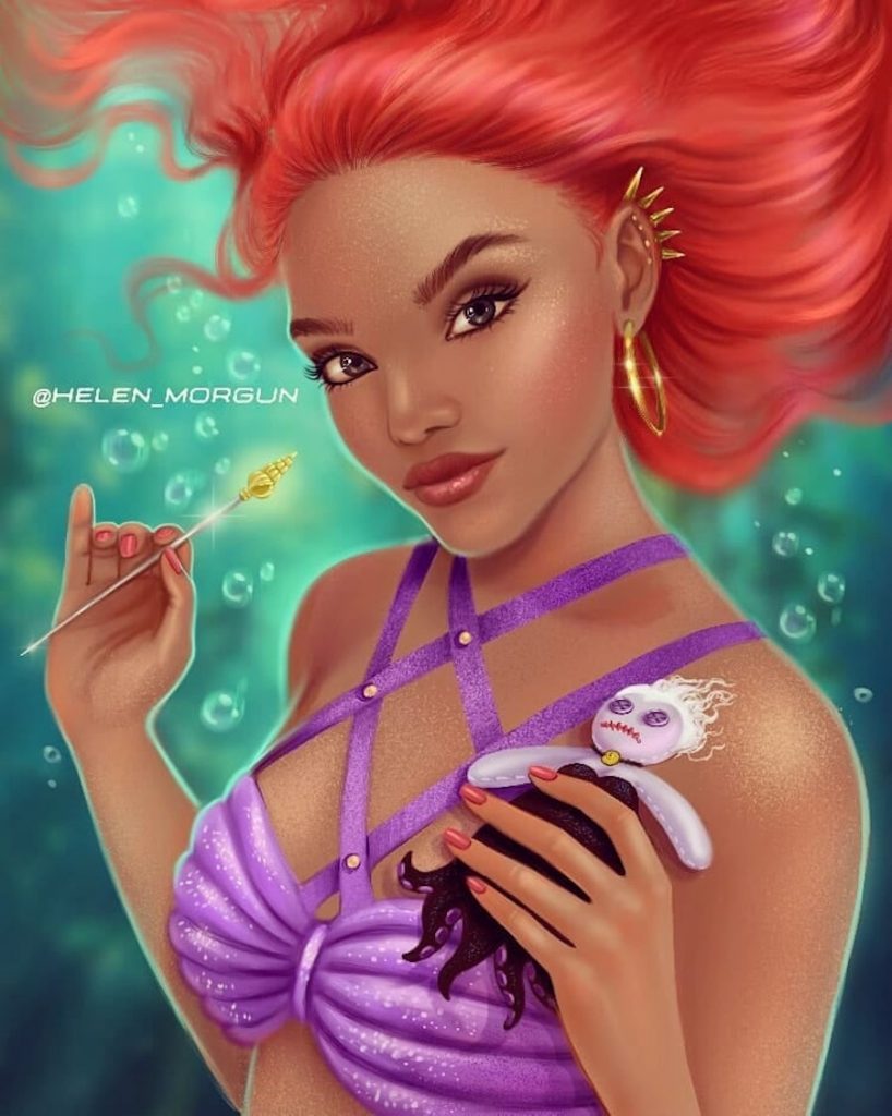 Ariel - Halle Bailey |: Artista ucraniano reinventa a tus celebridades favoritas como princesas de Disney | Zestradar