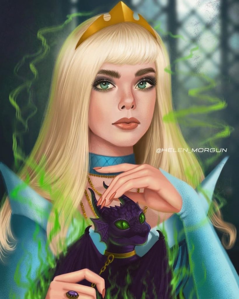 Aurora - Elle Fanning |: Artista ucraniano reinventa a tus celebridades favoritas como princesas de Disney | Zestradar