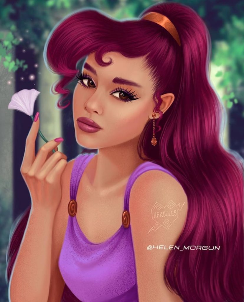 Megara - Ariana Grande |: Artista ucraniano reinventa a tus celebridades favoritas como princesas de Disney | Zestradar