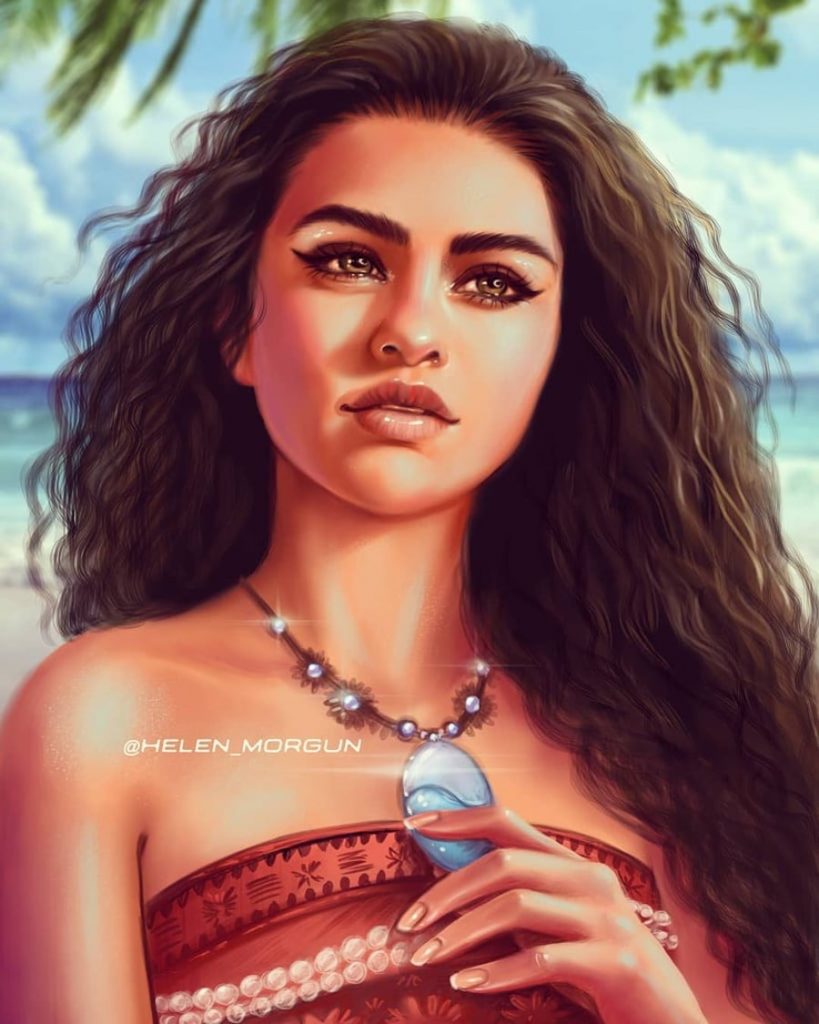 Moana - Selena Gomez |: Artista ucraniano reinventa a tus celebridades favoritas como princesas de Disney | Zestradar