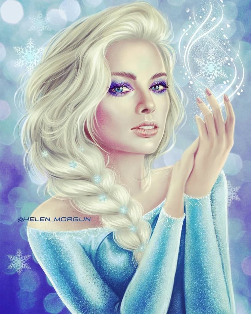 Elsa - Margot Robbie |: Artista ucraniano reinventa a tus celebridades favoritas como princesas de Disney | Zestradar