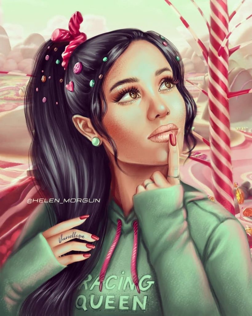 Vanellope - Ariana Grande |: Artista ucraniano reinventa a tus celebridades favoritas como princesas de Disney | Zestradar