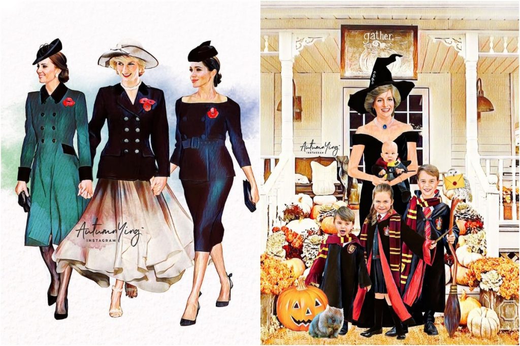#6 | Ilustraciones irreales de la familia real con la princesa Diana | Zestradar