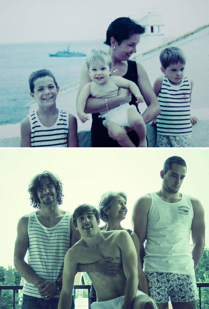 #2 20 divertidas fotografías familiares de la infancia recreadas Zestradar