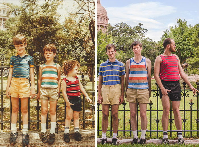 #3 | 20 divertidas fotografías familiares de la infancia recreadas Zestradar