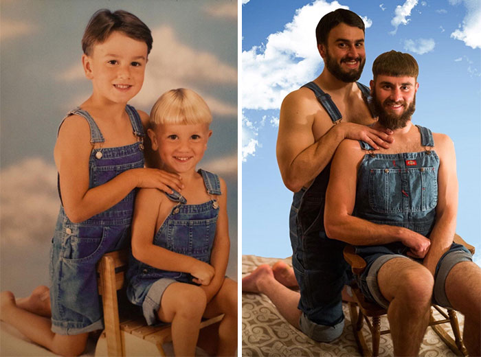 #6 | 20 divertidas fotografías familiares de la infancia recreadas Zestradar