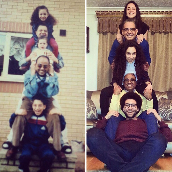 #17 20 divertidas fotografías familiares de la infancia recreadas Zestradar
